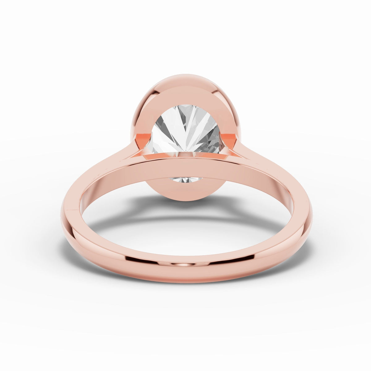 Oval Lumière Bezel Solitaire Ring ABER-103-OV-LGD-11  - Abtin & Co.
