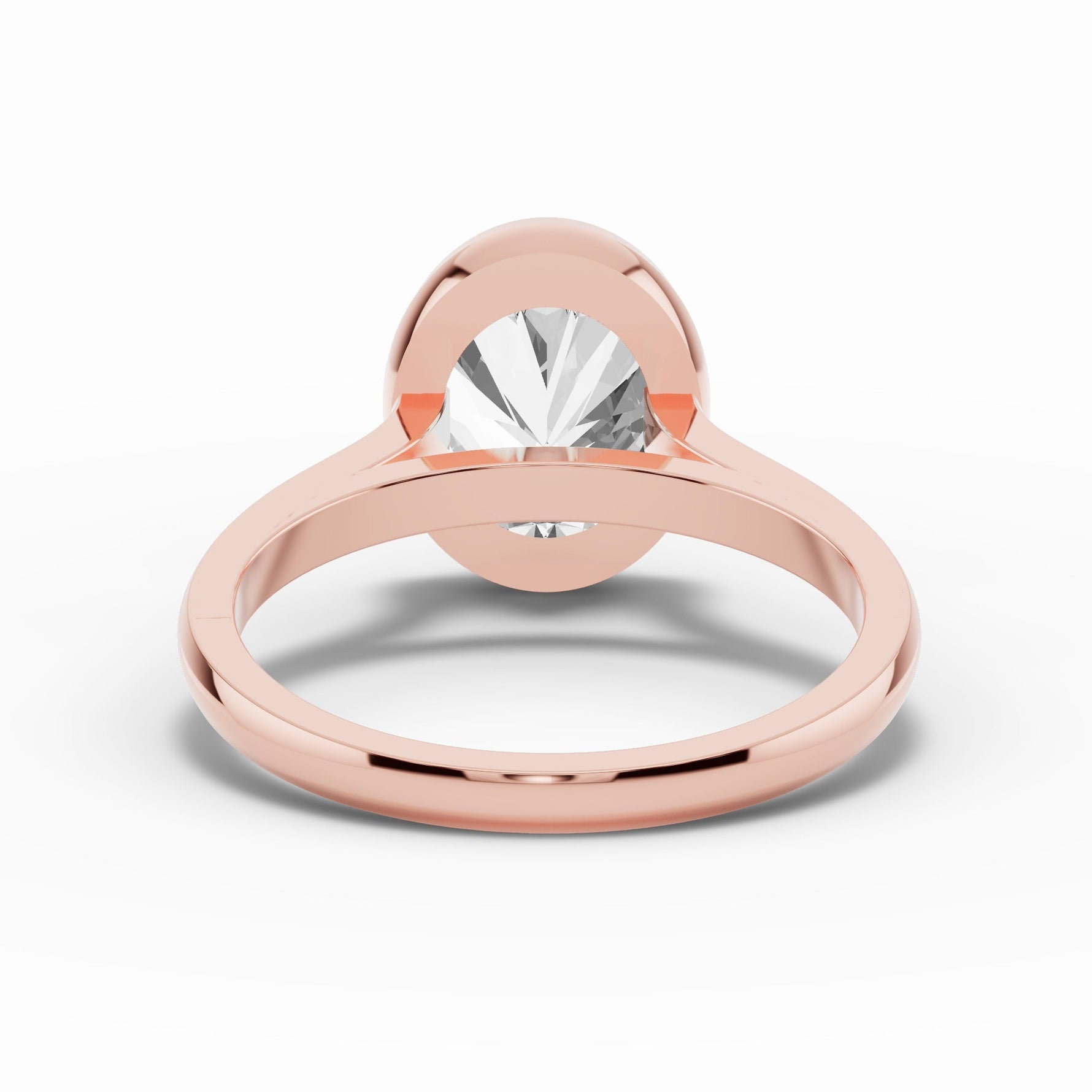 Oval Lumière Bezel Solitaire Ring ABER-103-OV-LGD-11  - Abtin & Co.