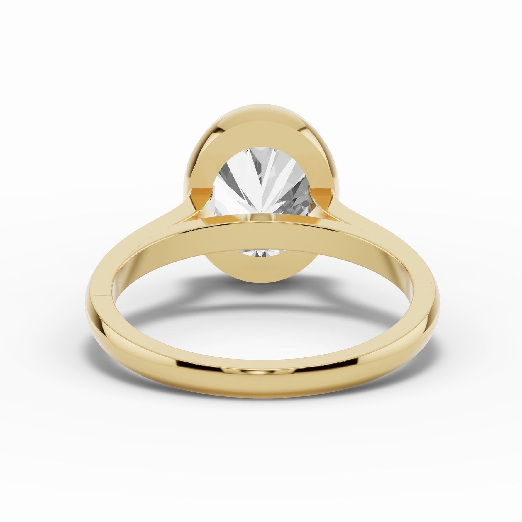 Oval Lumière Bezel Solitaire Ring ABER-103-OV-LGD-1  - Abtin & Co.