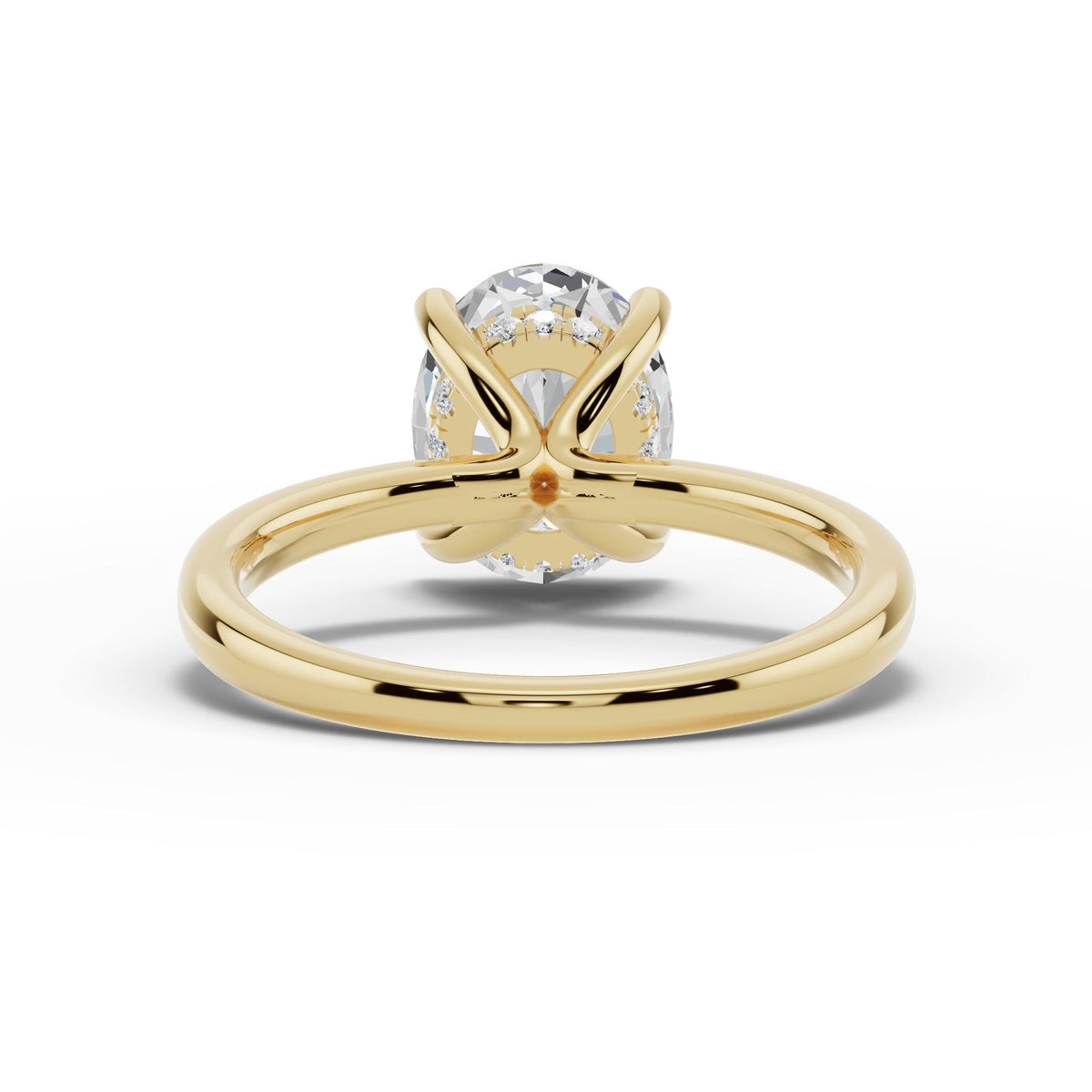 Oval Lustre Hidden Halo Solitaire Ring ABER-101-OV-LGD-1  - Abtin & Co.