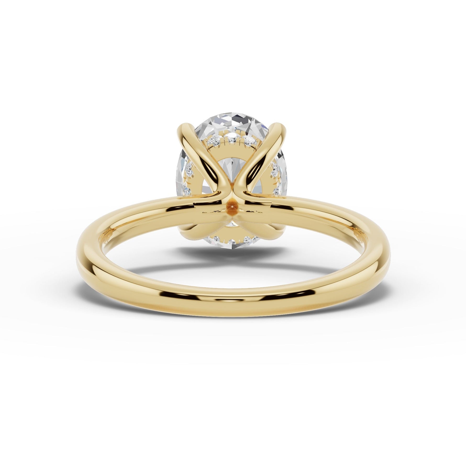 Oval Lustre Hidden Halo Solitaire Ring ABER-101-OV-LGD-1  - Abtin & Co.