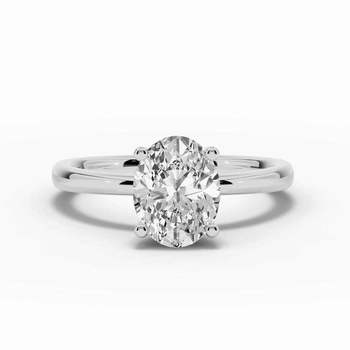 Oval Lustre Hidden Halo Solitaire Ring ABER-101-OV-LGD-6  - Abtin & Co.