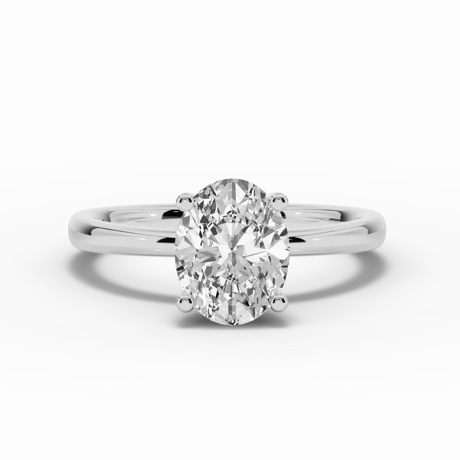 Oval Lustre Hidden Halo Solitaire Ring ABER-101-OV-LGD-6  - Abtin & Co.