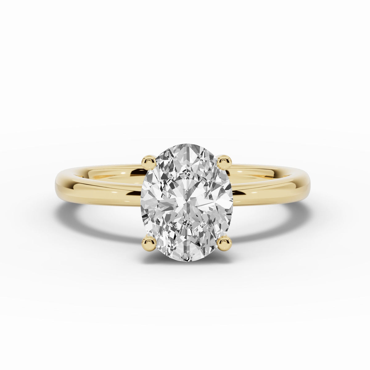 Oval Lustre Hidden Halo Solitaire Ring ABER-101-OV-LGD-1  - Abtin & Co.