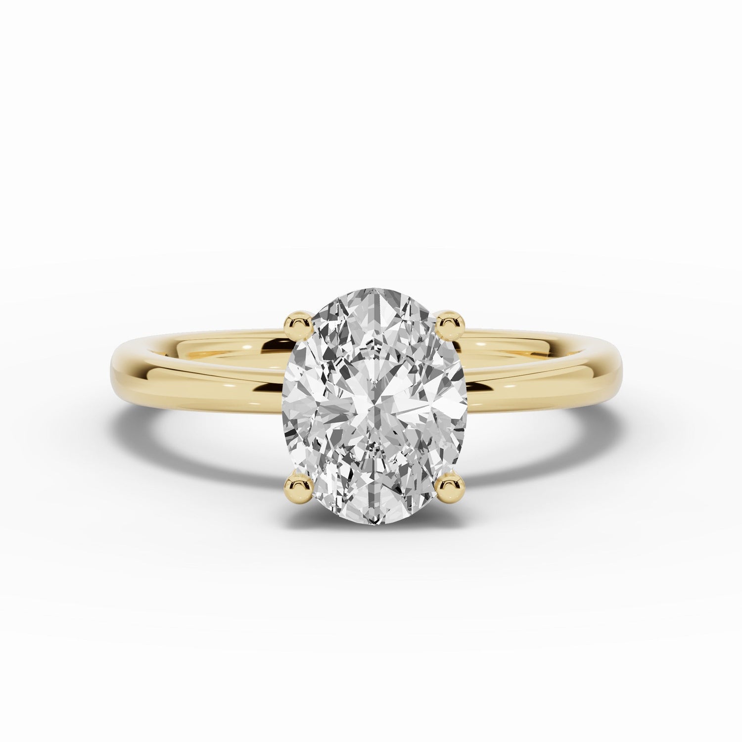 Oval Lustre Hidden Halo Solitaire Ring ABER-101-OV-LGD-1  - Abtin & Co.