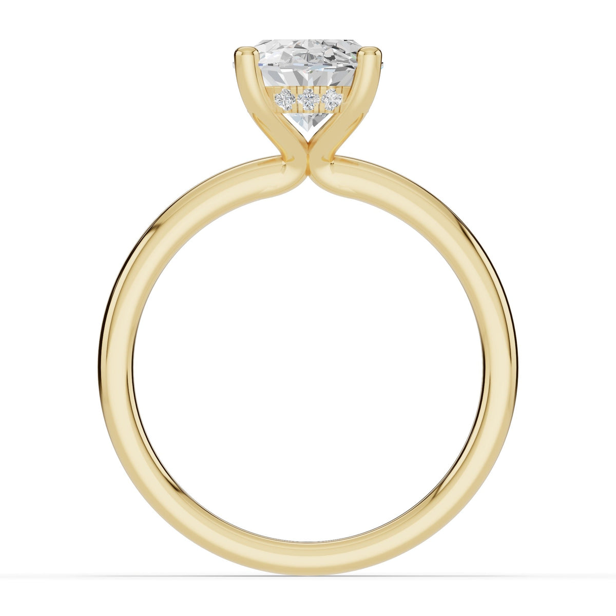 Oval Lustre Hidden Halo Solitaire Ring ABER-101-OV-LGD-1  - Abtin & Co.