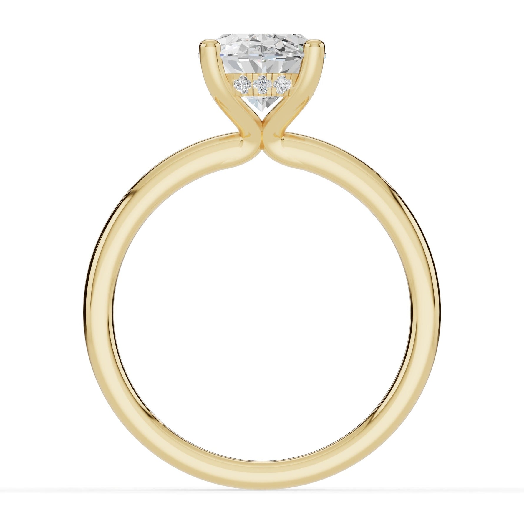 Oval Lustre Hidden Halo Solitaire Ring ABER-101-OV-LGD-1  - Abtin & Co.