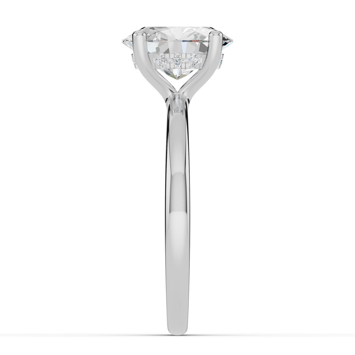 Oval Lustre Hidden Halo Solitaire Ring ABER-101-OV-LGD-6  - Abtin & Co.