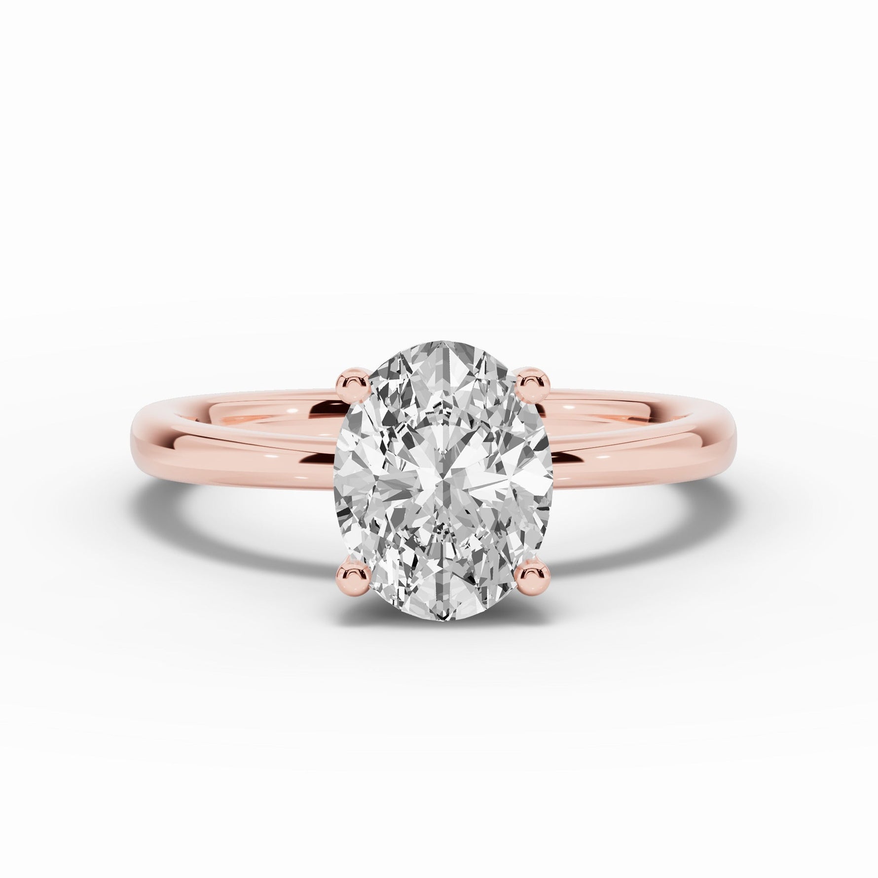 Oval Lustre Hidden Halo Solitaire Ring ABER-101-OV-LGD-11  - Abtin & Co.