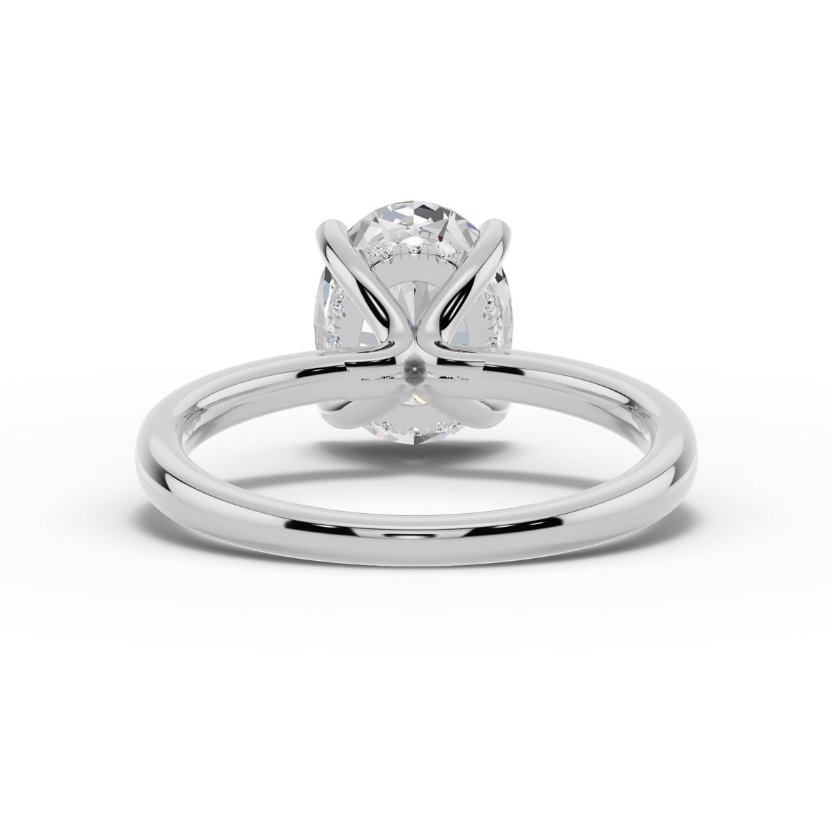 Oval Lustre Hidden Halo Solitaire Ring ABER-101-OV-LGD-6  - Abtin & Co.