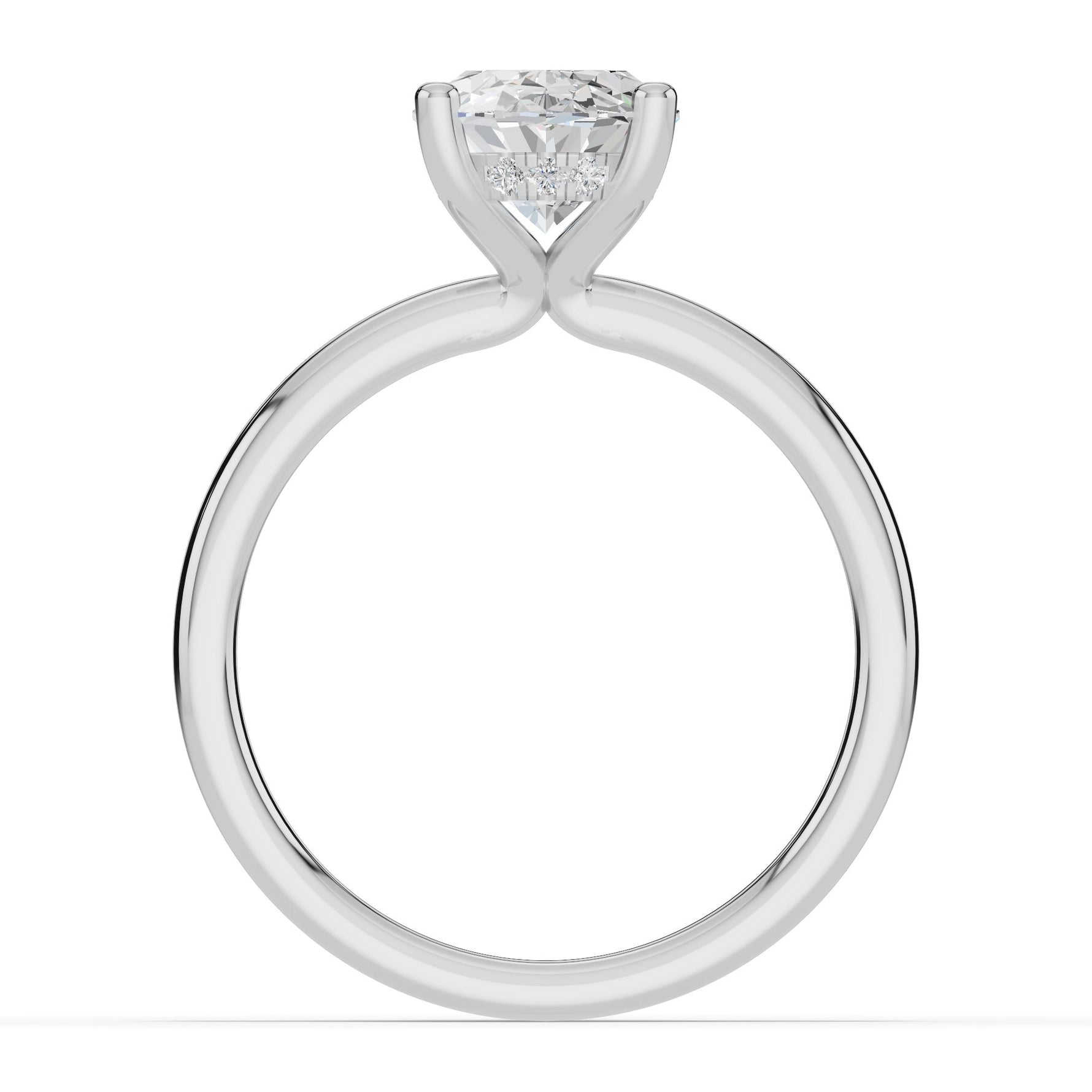 Oval Lustre Hidden Halo Solitaire Ring ABER-101-OV-LGD-6  - Abtin & Co.