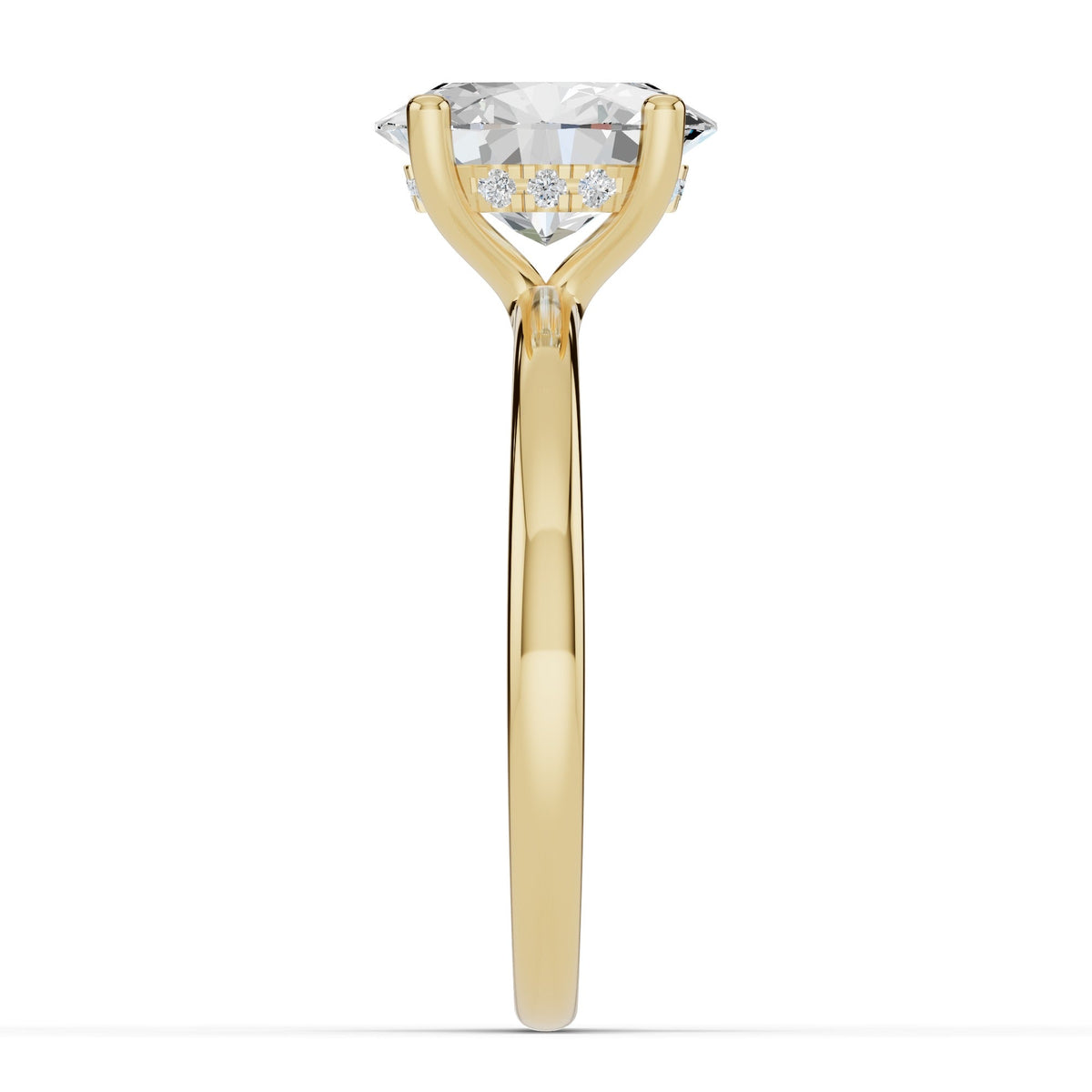 Oval Lustre Hidden Halo Solitaire Ring ABER-101-OV-LGD-1  - Abtin & Co.