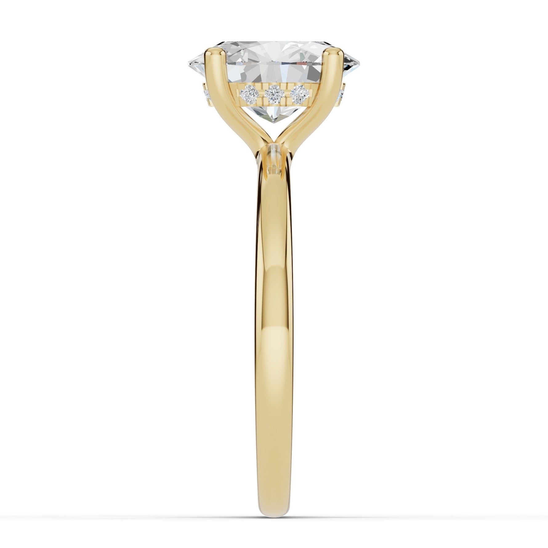 Oval Lustre Hidden Halo Solitaire Ring ABER-101-OV-LGD-1  - Abtin & Co.