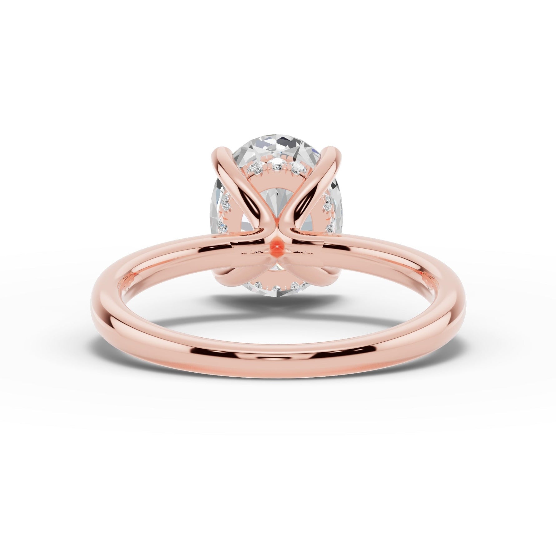Oval Lustre Hidden Halo Solitaire Ring ABER-101-OV-LGD-11  - Abtin & Co.