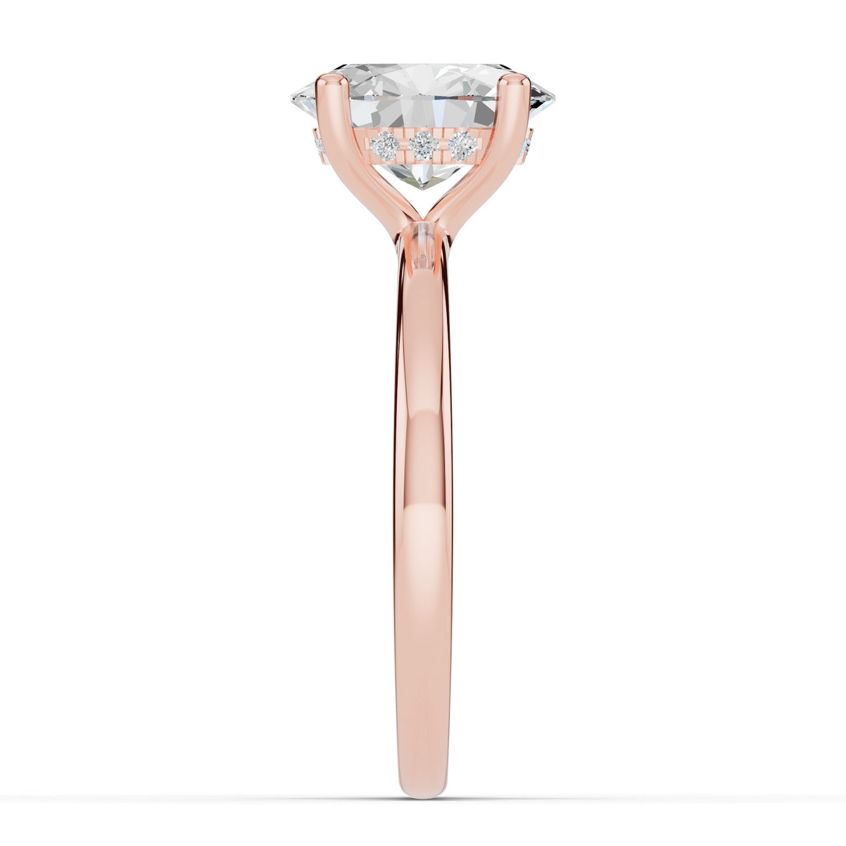 Oval Lustre Hidden Halo Solitaire Ring ABER-101-OV-LGD-11  - Abtin & Co.