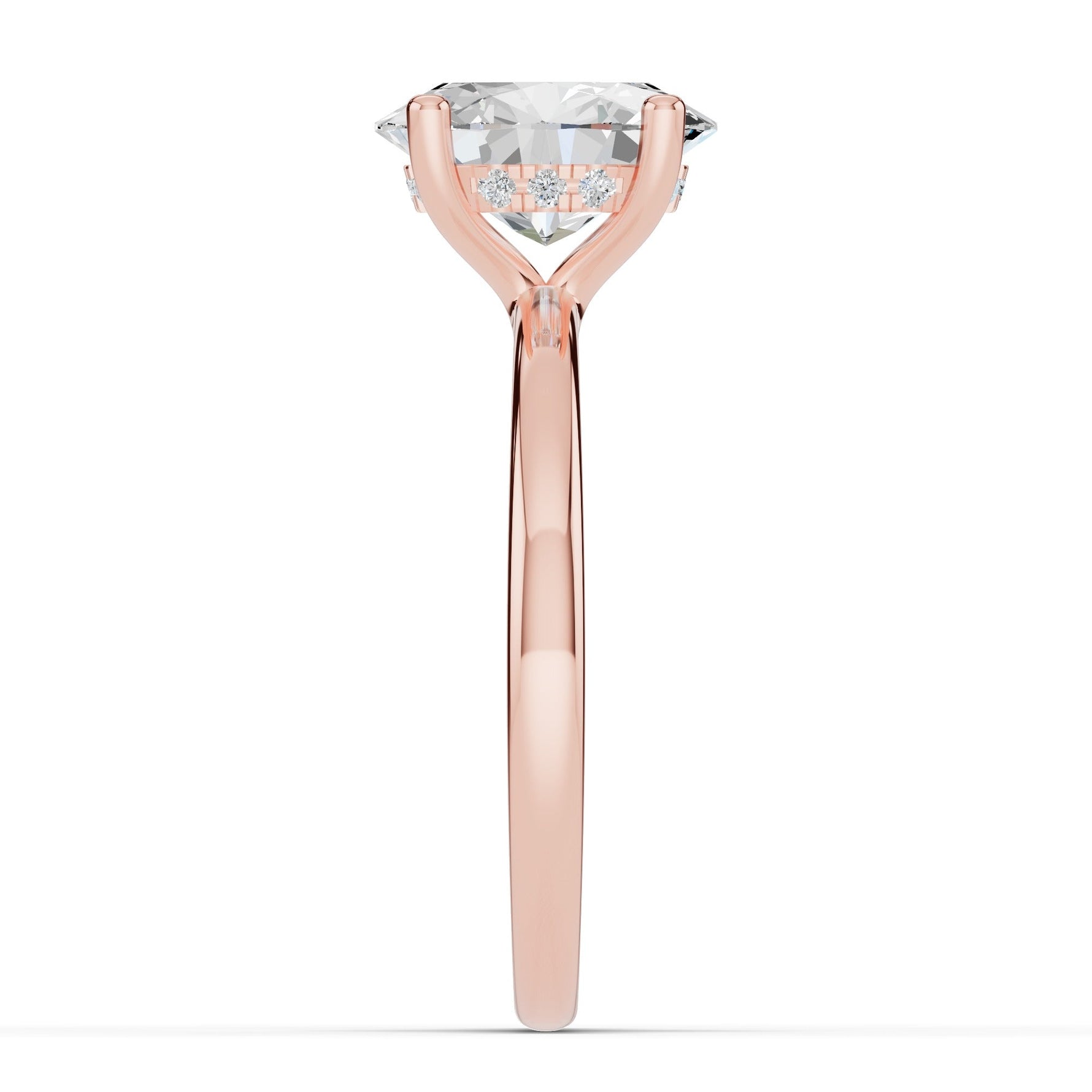 Oval Lustre Hidden Halo Solitaire Ring ABER-101-OV-LGD-11  - Abtin & Co.
