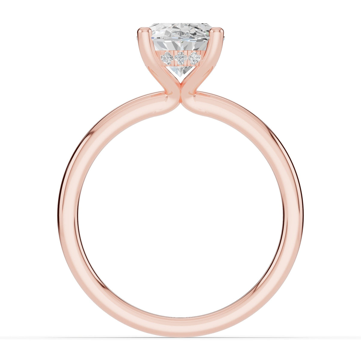 Oval Lustre Hidden Halo Solitaire Ring ABER-101-OV-LGD-11  - Abtin & Co.