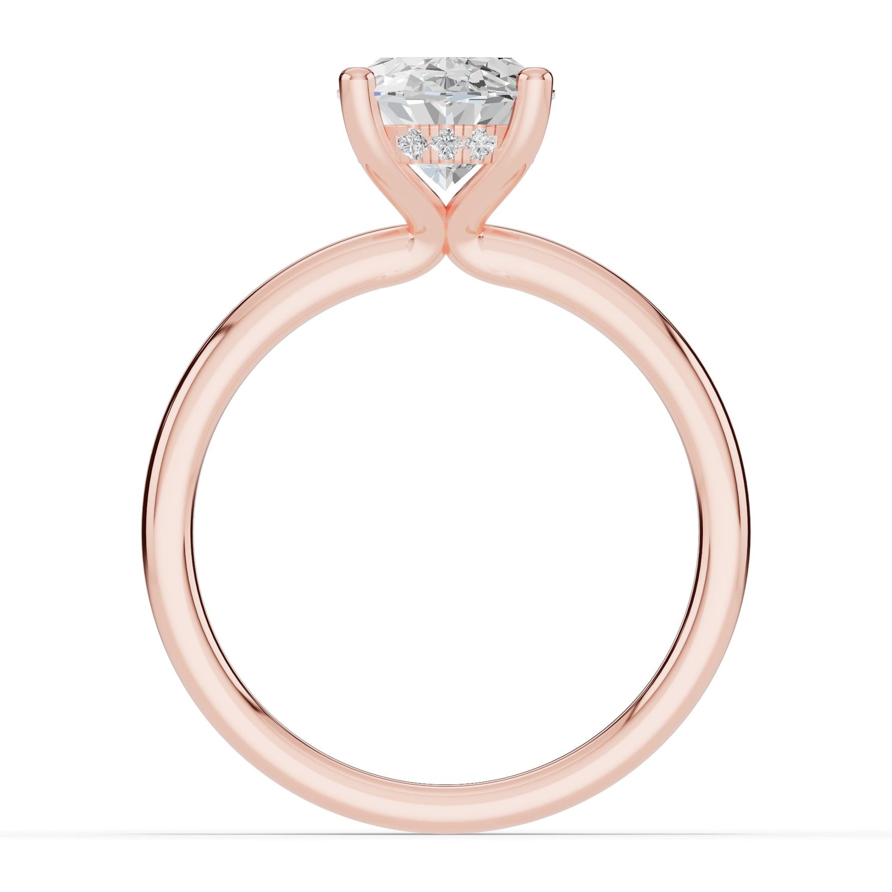 Oval Lustre Hidden Halo Solitaire Ring ABER-101-OV-LGD-11  - Abtin & Co.