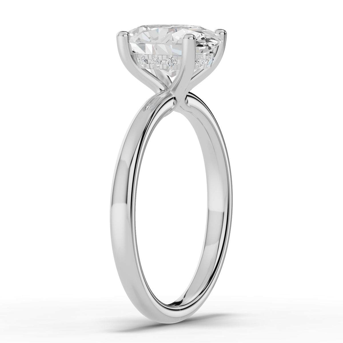 Oval Lustre Hidden Halo Solitaire Ring ABER-101-OV-LGD-6  - Abtin & Co.