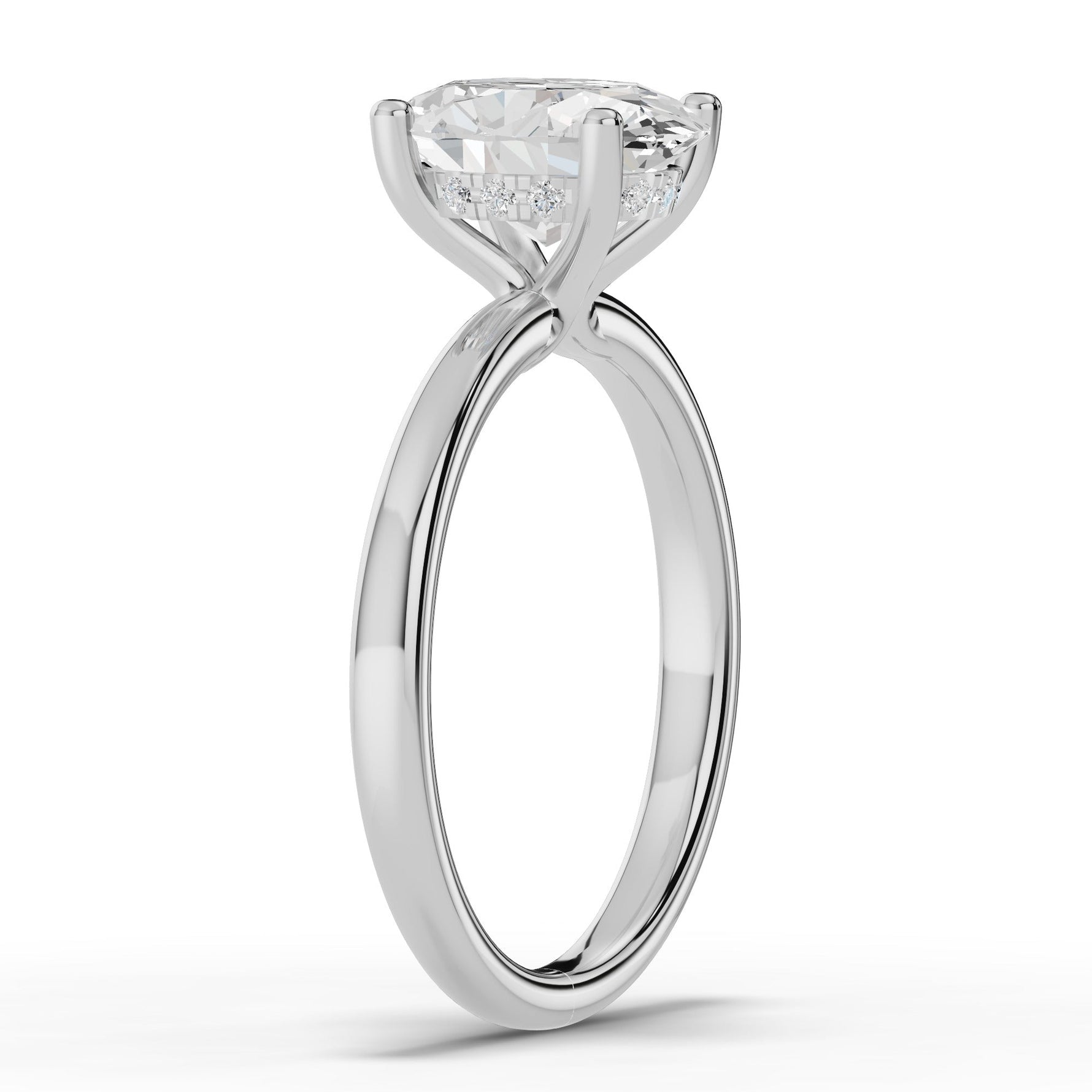 Oval Lustre Hidden Halo Solitaire Ring ABER-101-OV-LGD-6  - Abtin & Co.