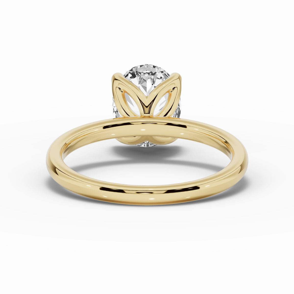 Oval Lustre Solitaire Ring ABER-100-OV-LGD-1  - Abtin & Co.