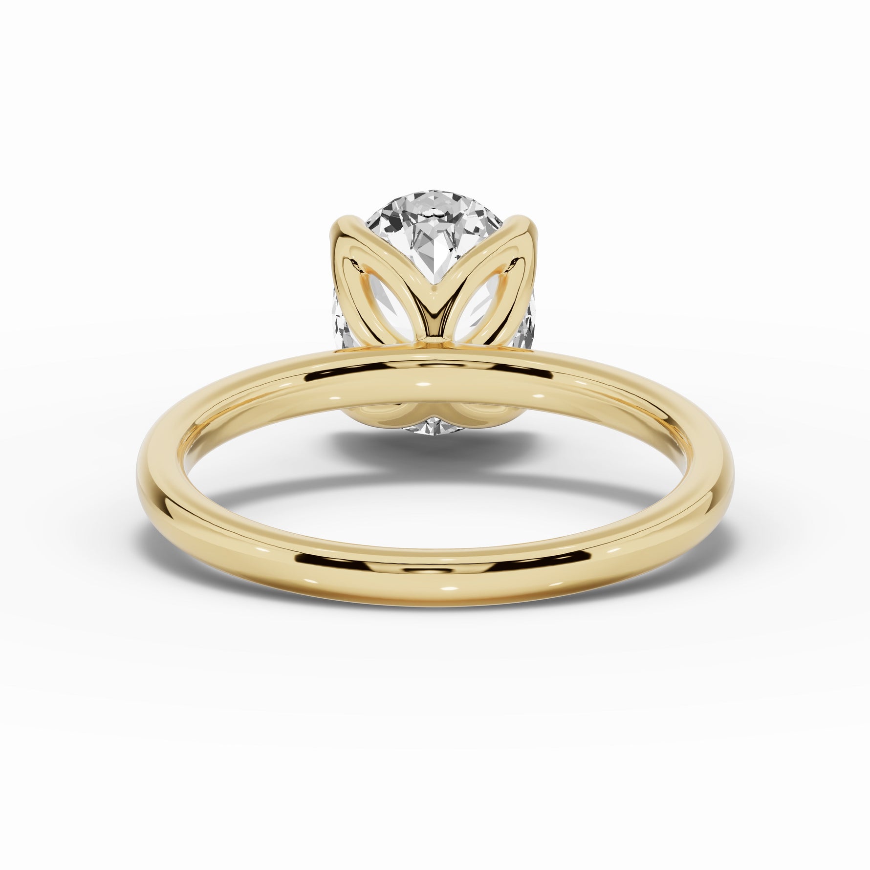 Oval Lustre Solitaire Ring ABER-100-OV-LGD-1  - Abtin & Co.