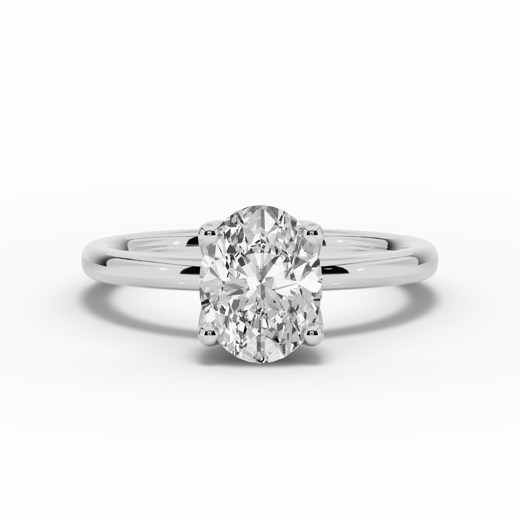 Oval Lustre Solitaire Ring ABER-100-OV-LGD-6  - Abtin & Co.