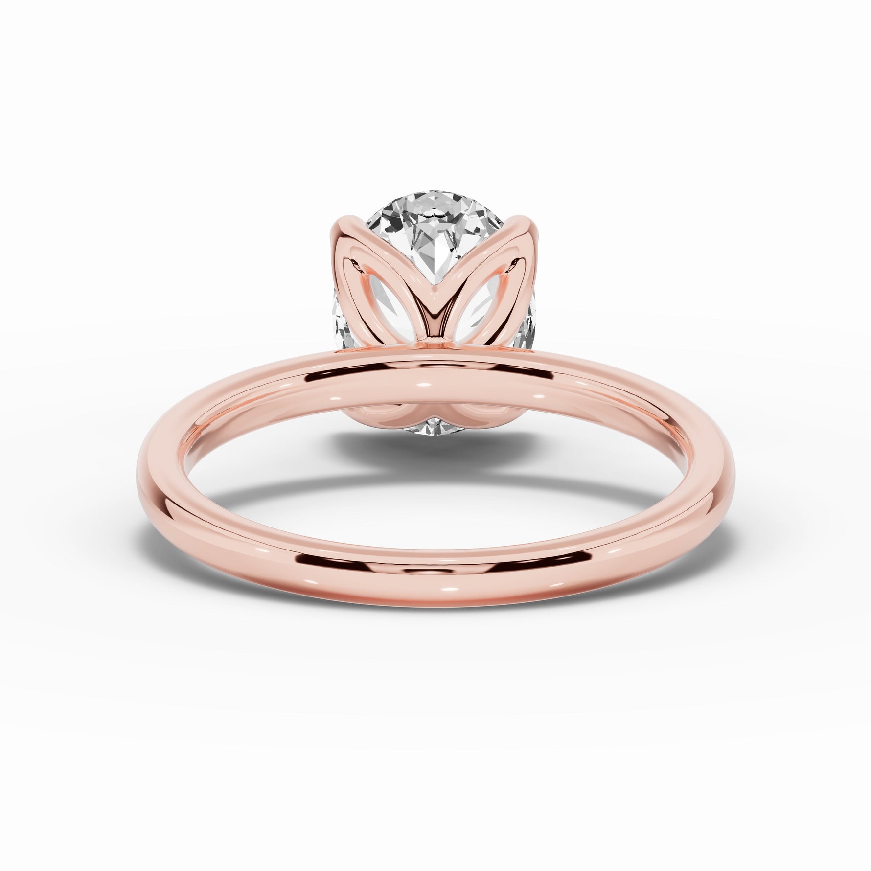 Oval Lustre Solitaire Ring ABER-100-OV-LGD-11  - Abtin & Co.
