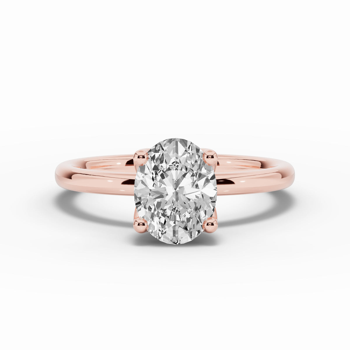 Oval Lustre Solitaire Ring ABER-100-OV-LGD-11  - Abtin & Co.