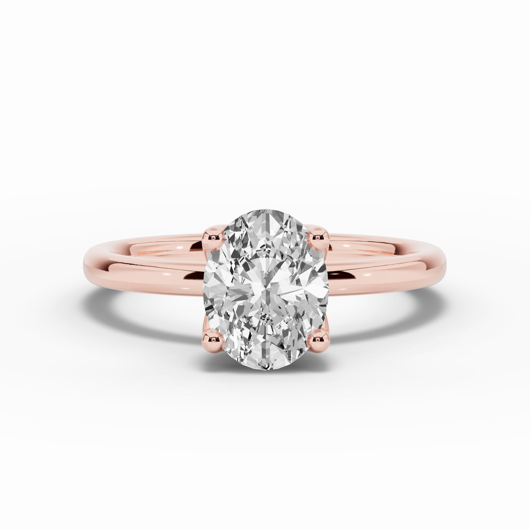 Oval Lustre Solitaire Ring ABER-100-OV-LGD-11  - Abtin & Co.