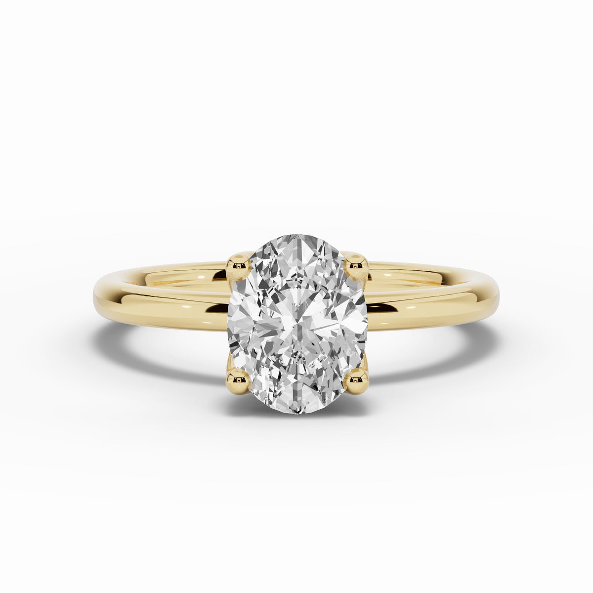 Oval Lustre Solitaire Ring ABER-100-OV-LGD-1  - Abtin & Co.