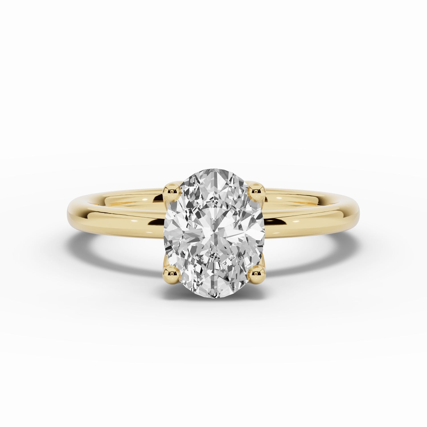 Oval Lustre Solitaire Ring ABER-100-OV-LGD-1  - Abtin & Co.