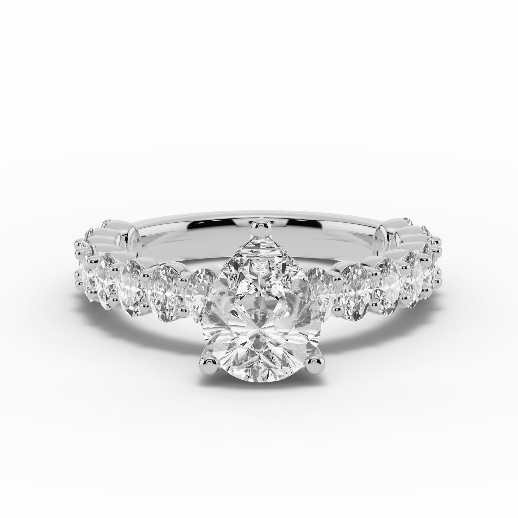 Pear Aurielle Crown Engagement Ring Ring ABER-106-PR-LGD-6  - Abtin & Co.