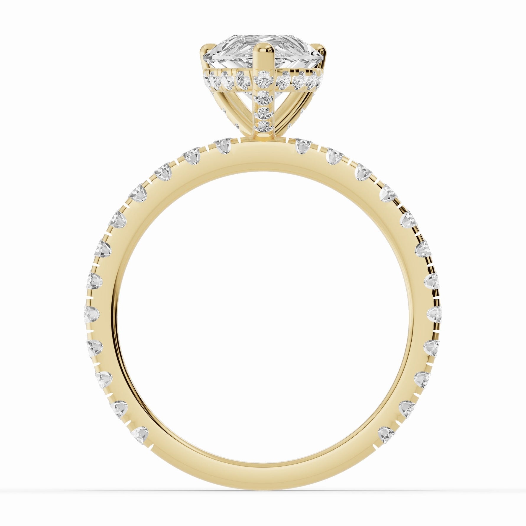 Pear Coronet Diamond Crown Engagement Ring Ring ABER-105-PR-LGD-1  - Abtin & Co.