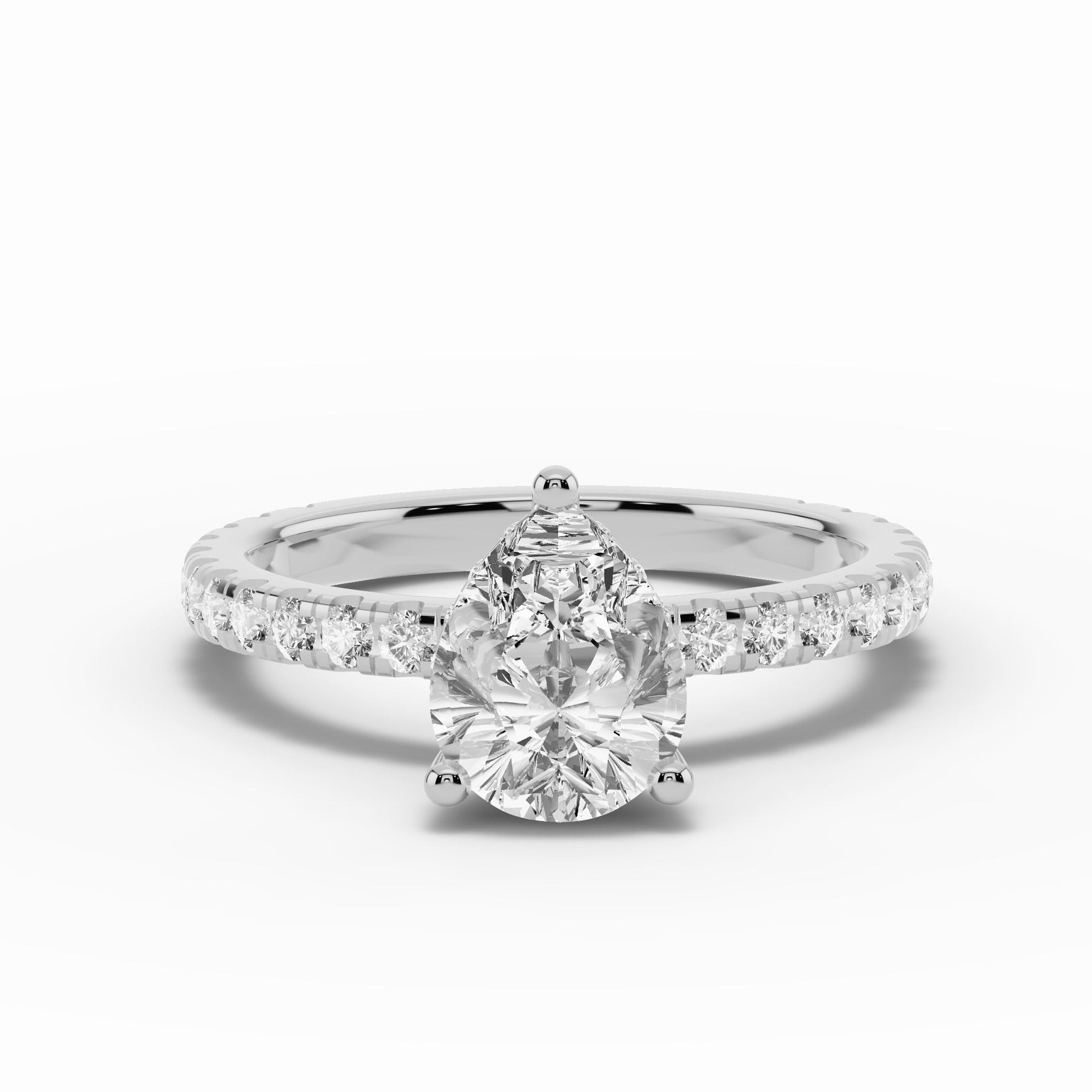 Pear Coronet Diamond Crown Engagement Ring Ring ABER-105-PR-LGD-6  - Abtin & Co.