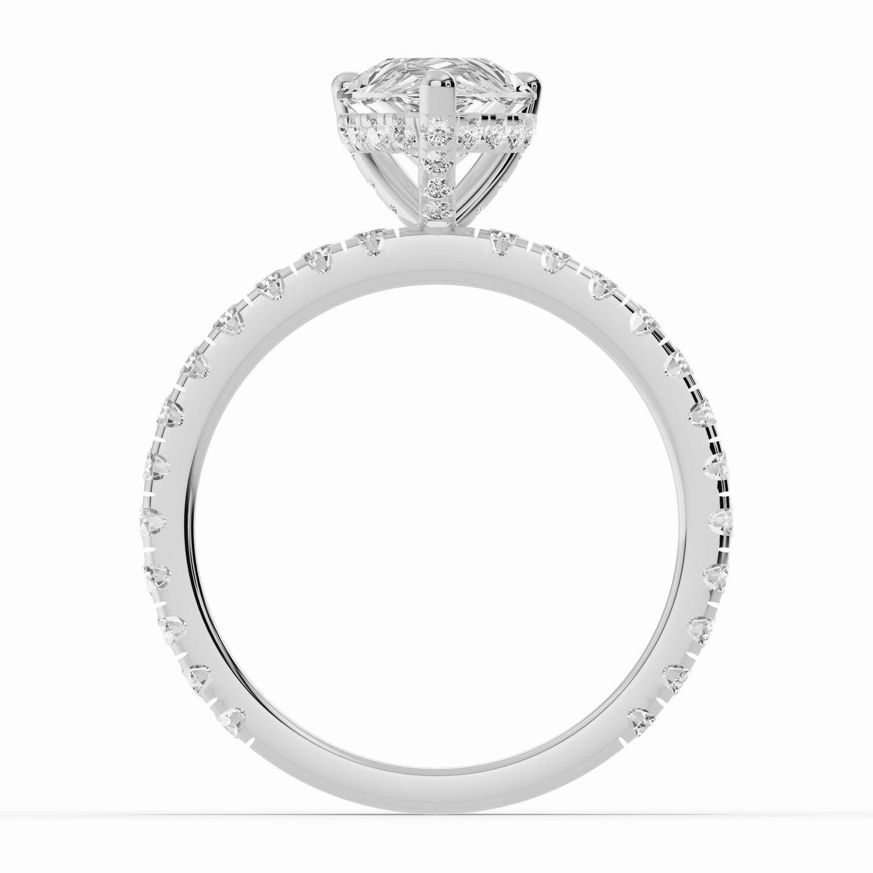Pear Coronet Diamond Crown Engagement Ring Ring ABER-105-PR-LGD-6  - Abtin & Co.