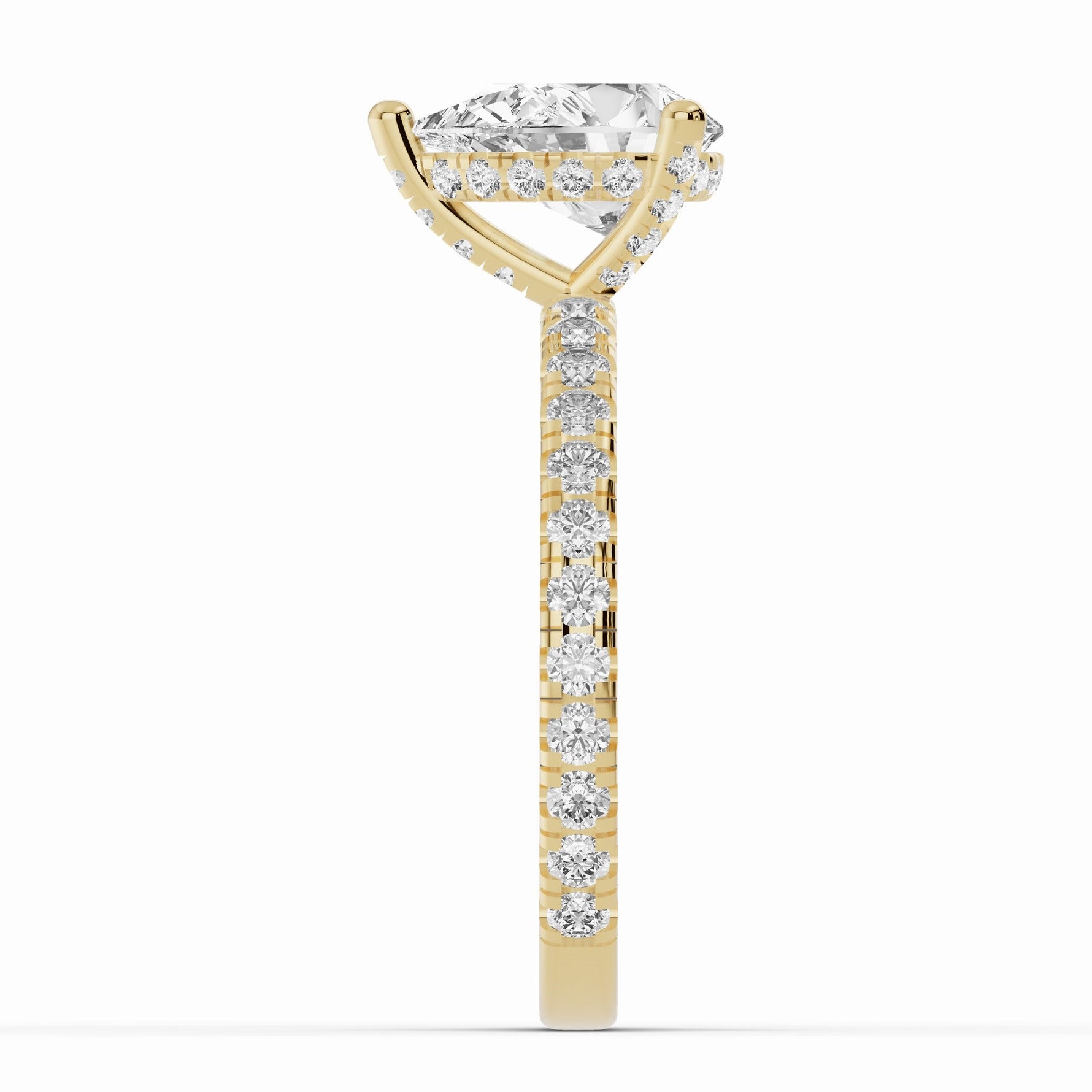 Pear Coronet Diamond Crown Engagement Ring Ring ABER-105-PR-LGD-1  - Abtin & Co.