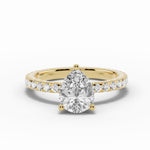 Pear Coronet Diamond Crown Engagement Ring Ring ABER-105-PR-LGD-1  - Abtin & Co.