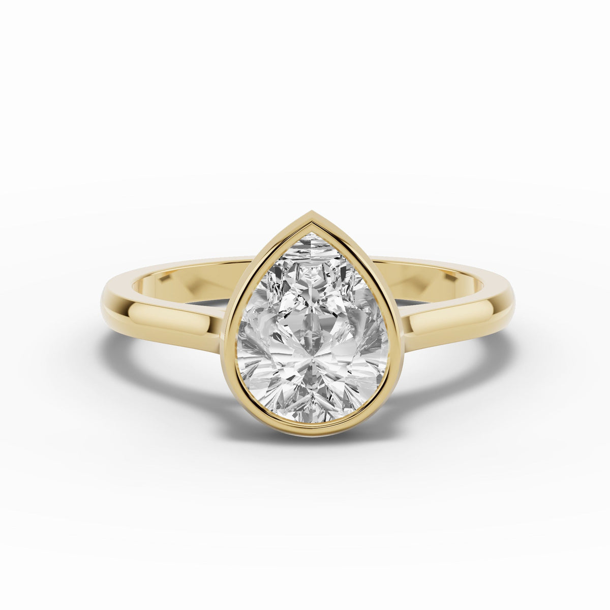 Pear Lumière Bezel Solitaire Ring ABER-104-PR-LGD-1  - Abtin & Co.