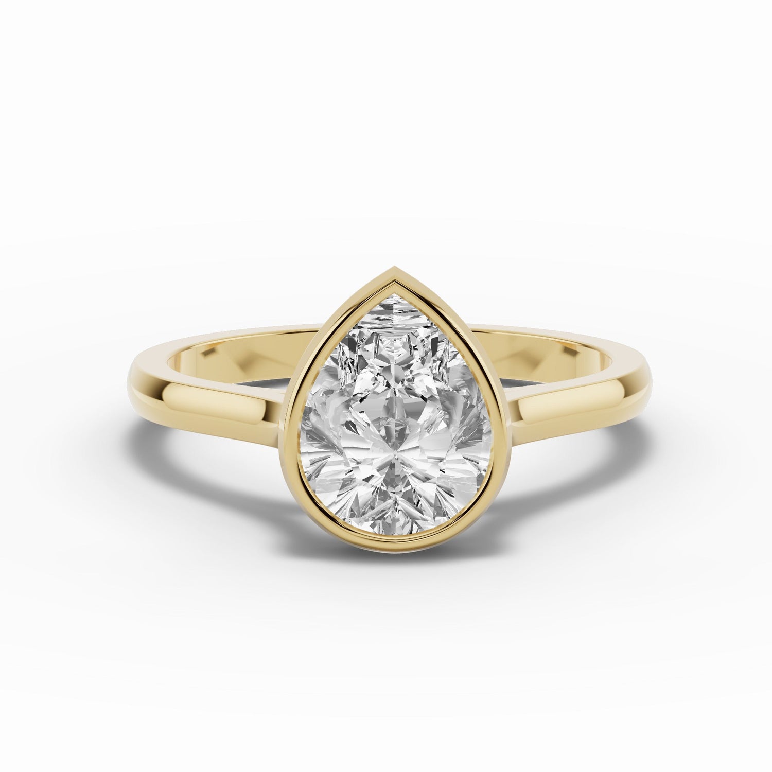Pear Lumière Bezel Solitaire Ring ABER-104-PR-LGD-1  - Abtin & Co.