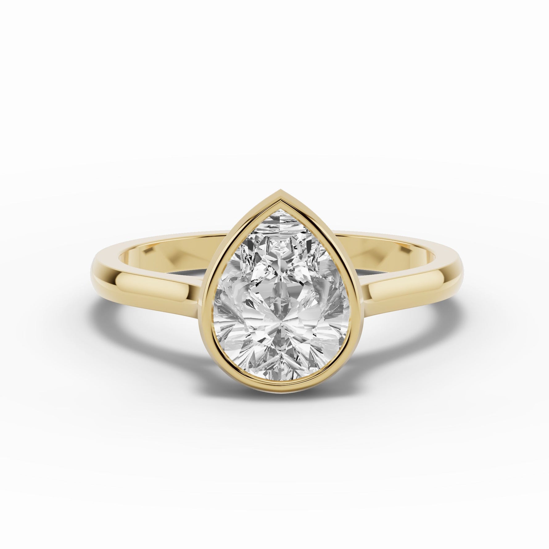 Pear Lumière Bezel Solitaire Ring ABER-104-PR-LGD-1  - Abtin & Co.