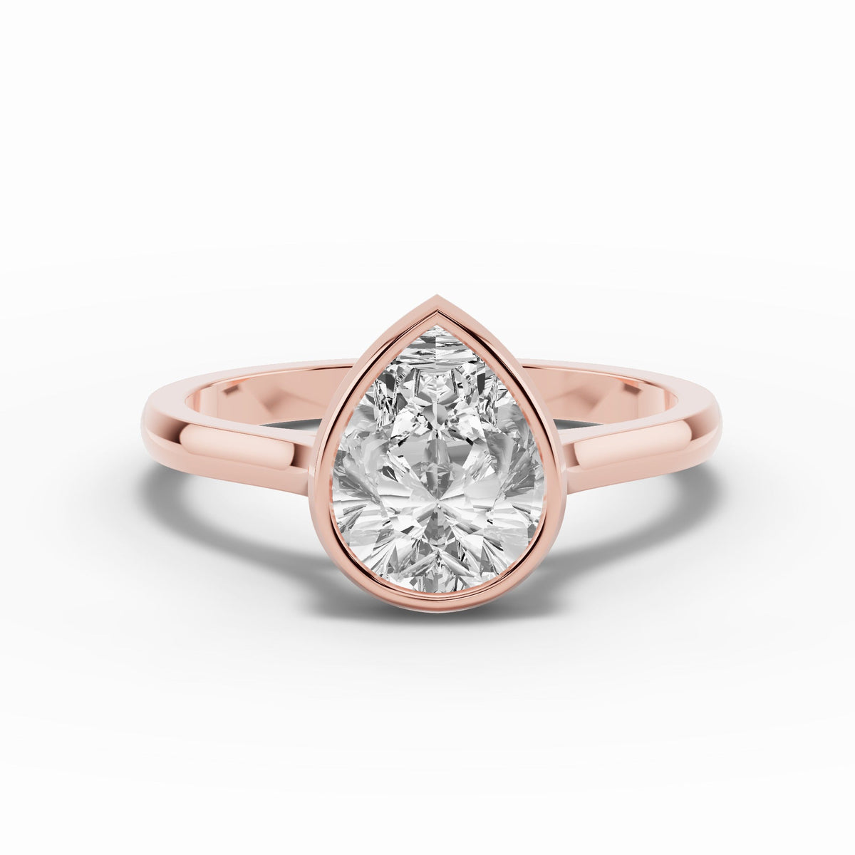 Pear Lumière Bezel Solitaire Ring ABER-104-PR-LGD-11  - Abtin & Co.