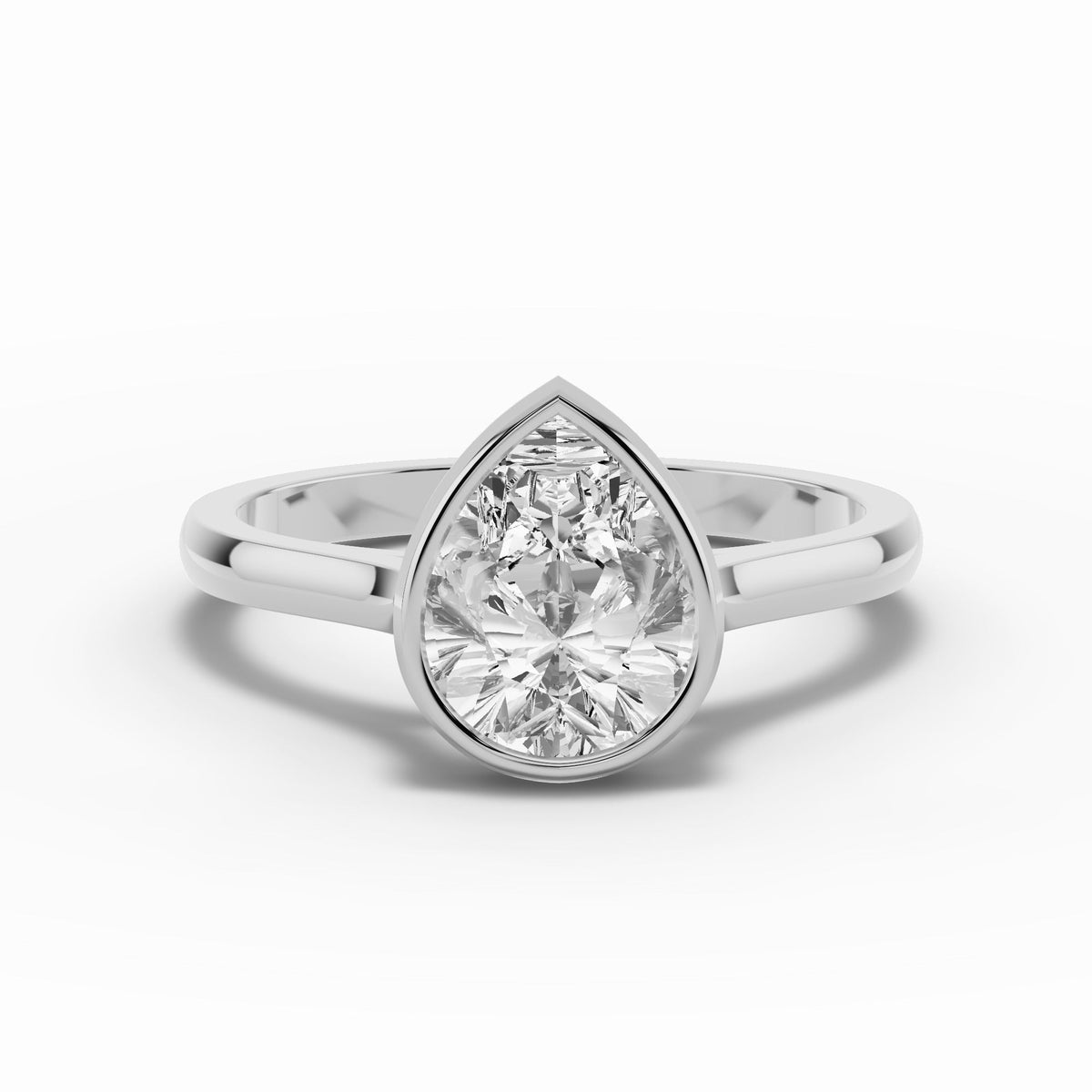 Pear Lumière Bezel Solitaire Ring ABER-104-PR-LGD-6  - Abtin & Co.