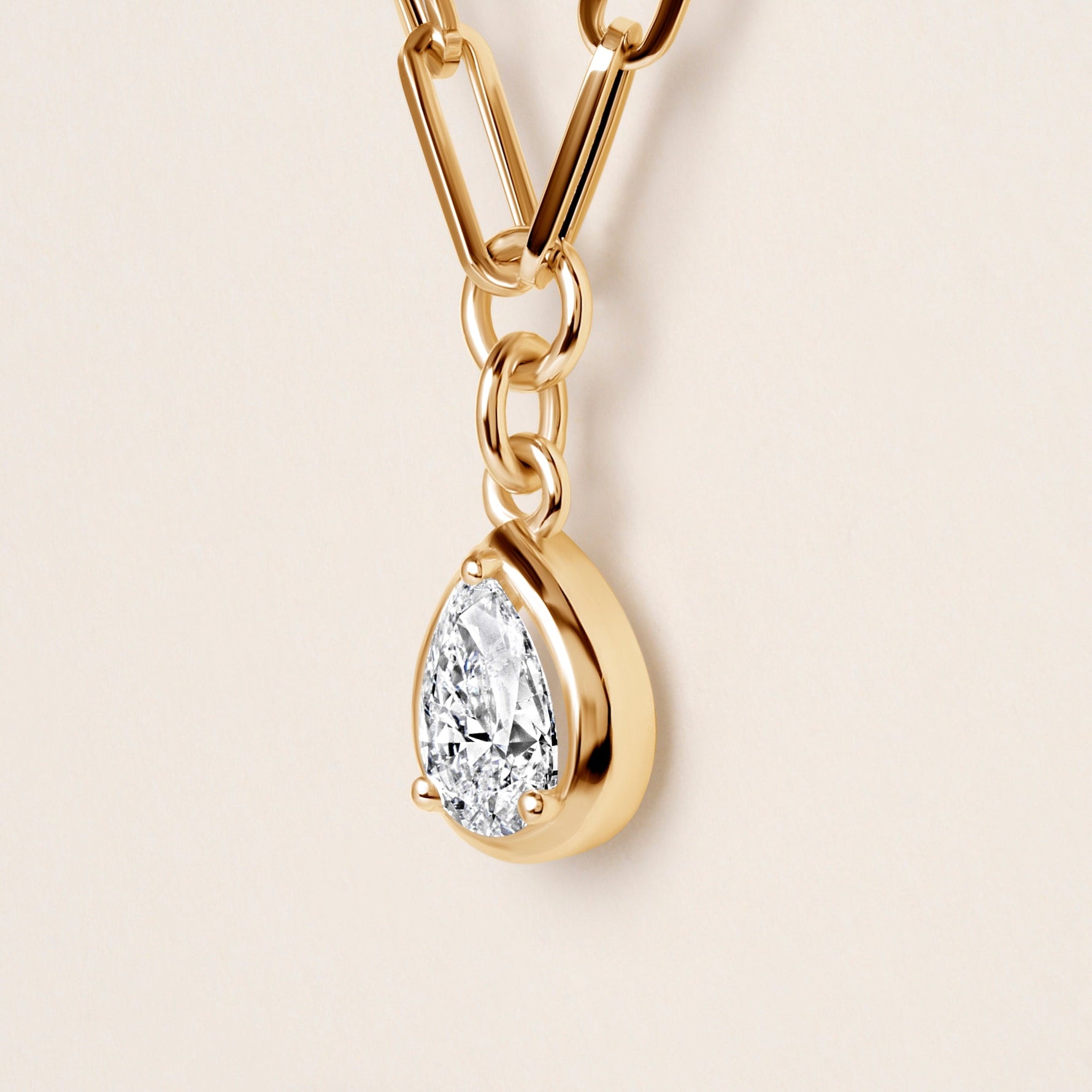 Pear Lustra Bezel Pendant Pendant ABP-236-LGD-1  - Abtin & Co.