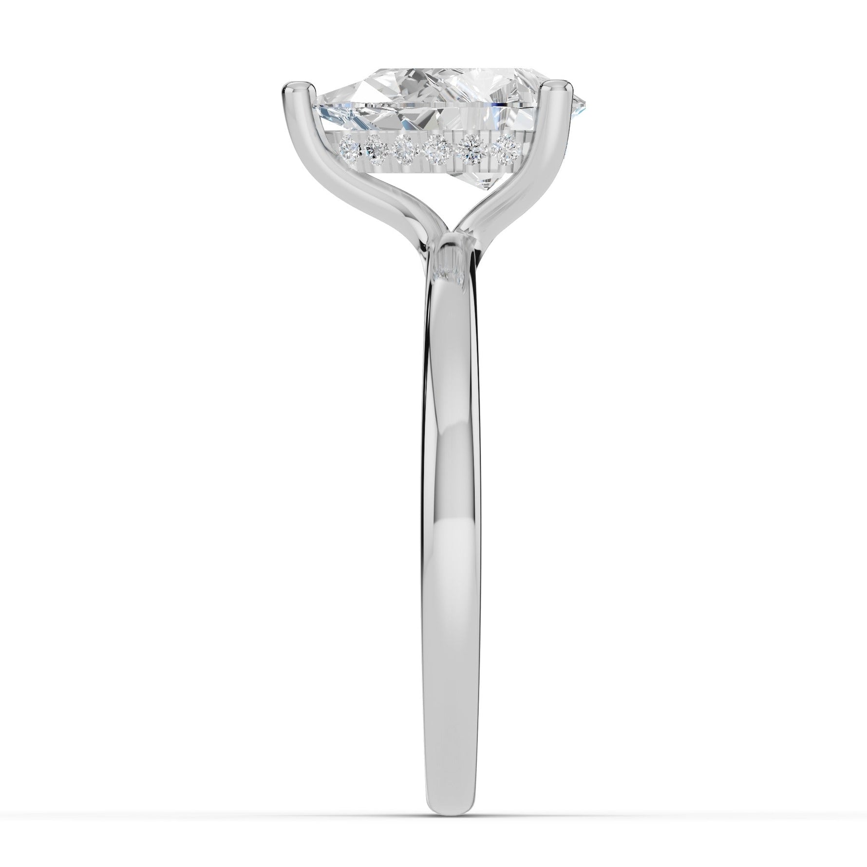 Pear Lustre Hidden Halo Solitaire Ring ABER-101-PR-LGD-6  - Abtin & Co.
