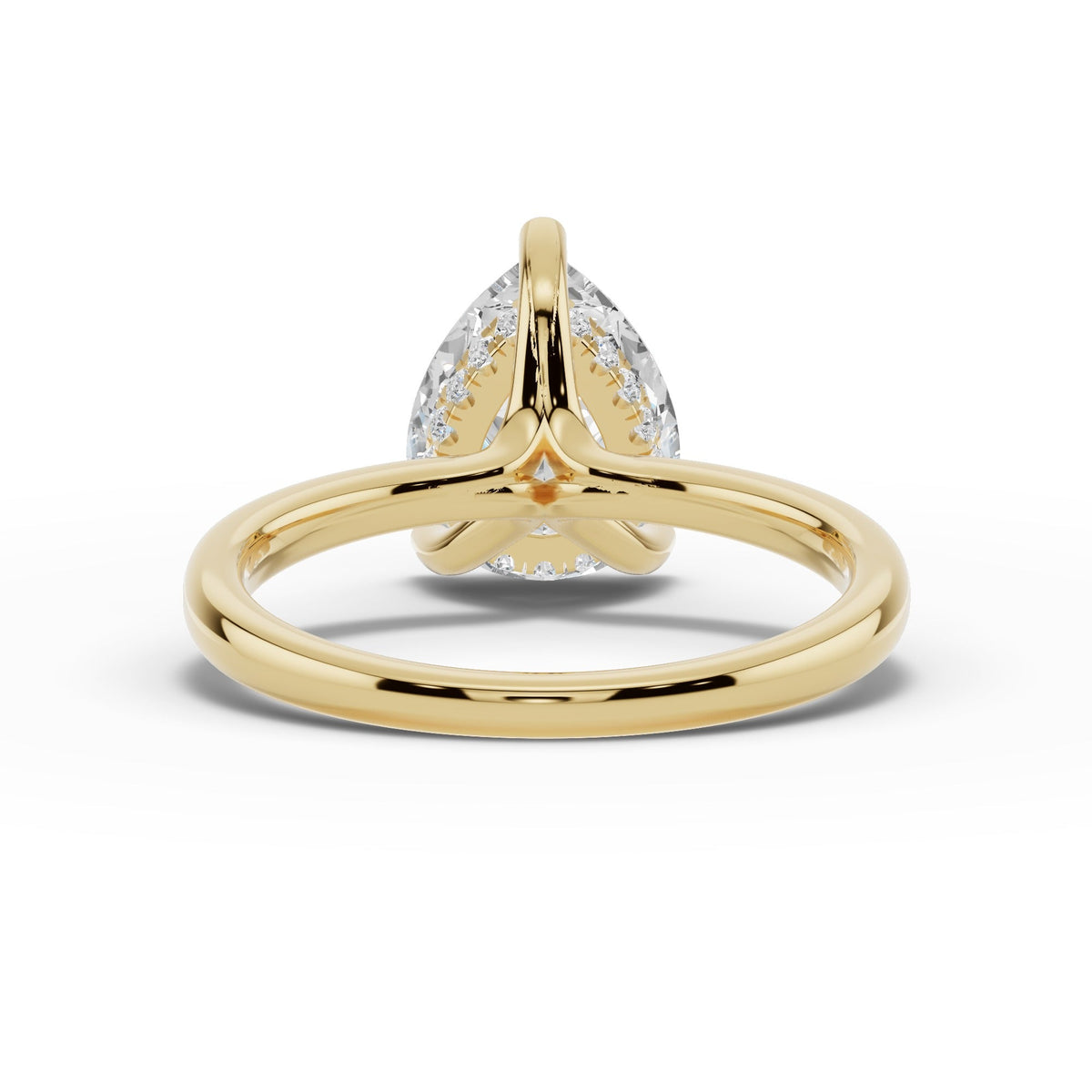 Pear Lustre Hidden Halo Solitaire Ring ABER-101-PR-LGD-1  - Abtin & Co.