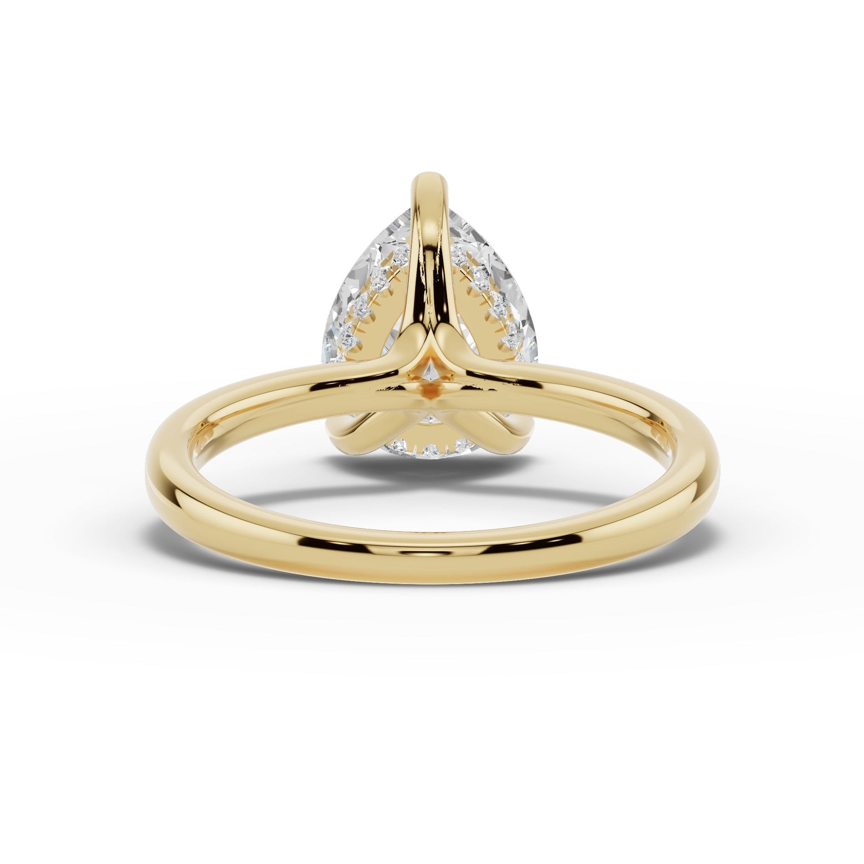 Pear Lustre Hidden Halo Solitaire Ring ABER-101-PR-LGD-1  - Abtin & Co.