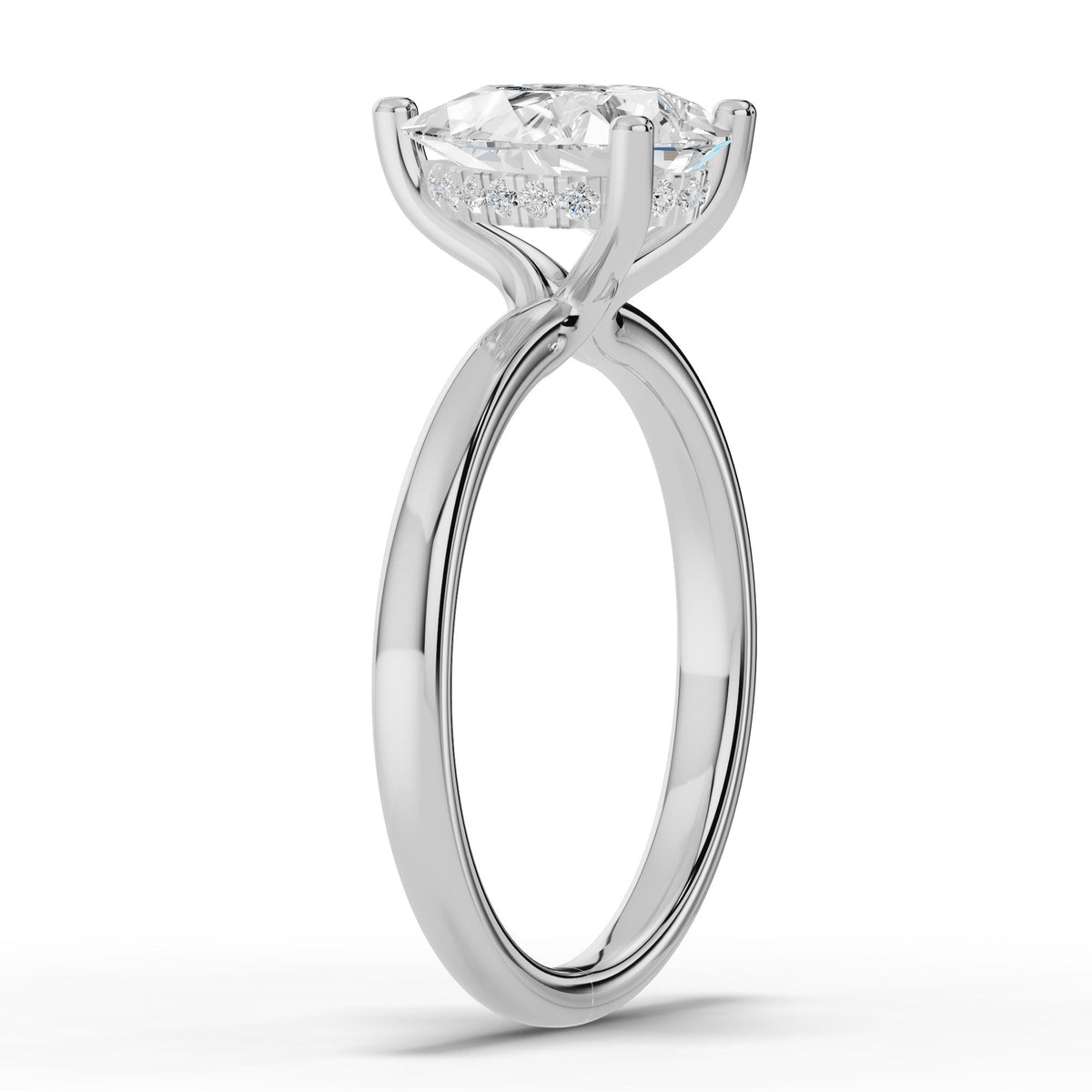 Pear Lustre Hidden Halo Solitaire Ring ABER-101-PR-LGD-6  - Abtin & Co.