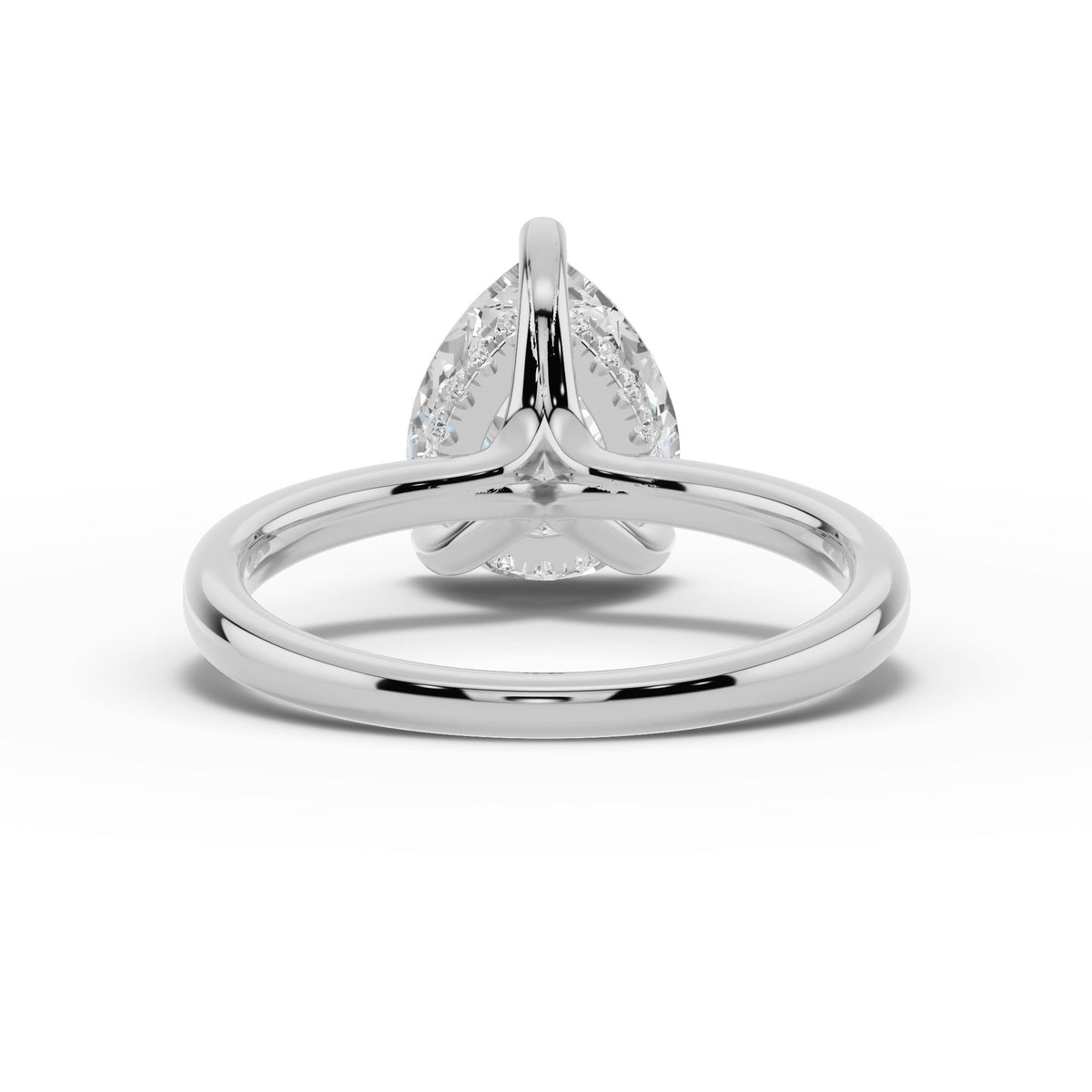 Pear Lustre Hidden Halo Solitaire Ring ABER-101-PR-LGD-6  - Abtin & Co.