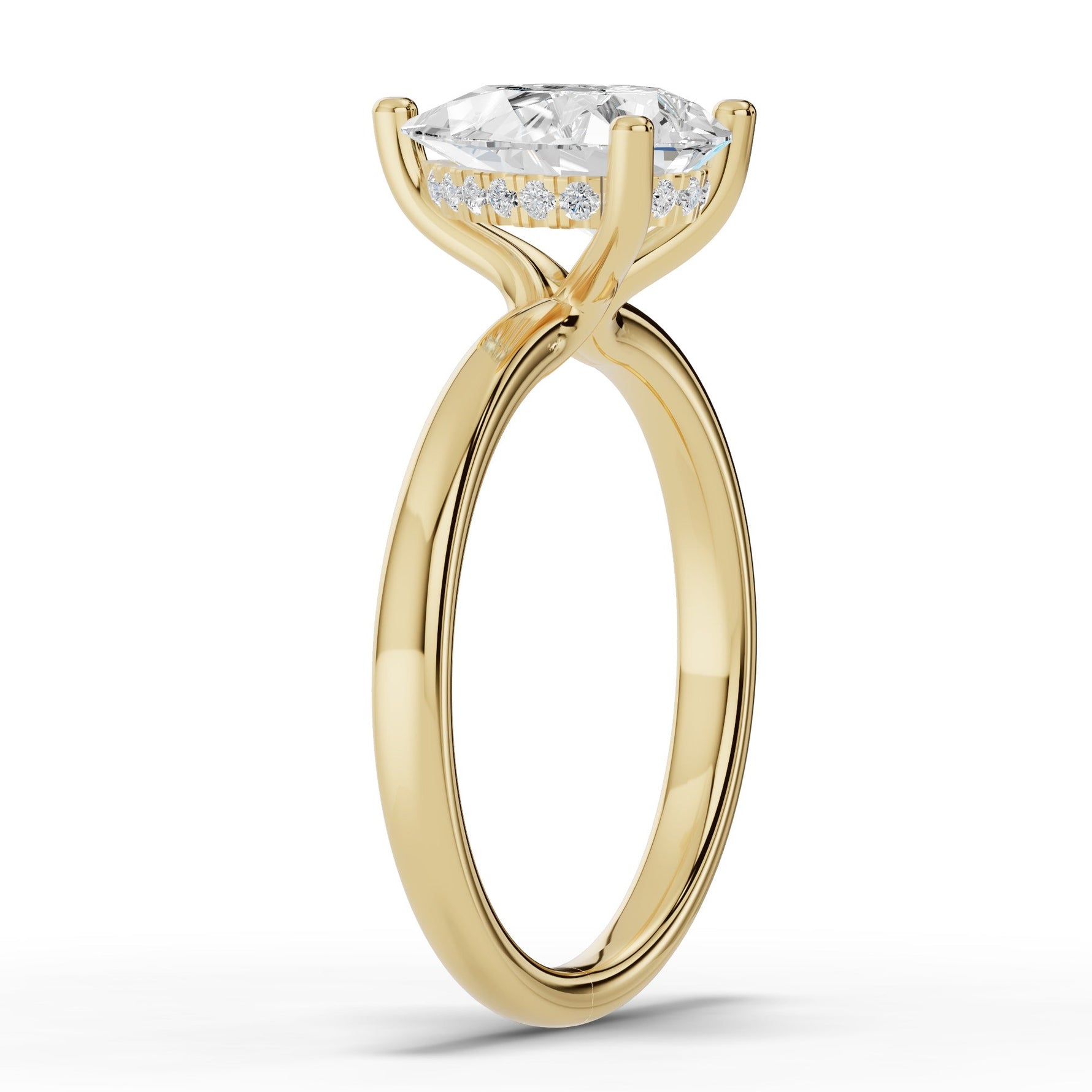 Pear Lustre Hidden Halo Solitaire Ring ABER-101-PR-LGD-1  - Abtin & Co.
